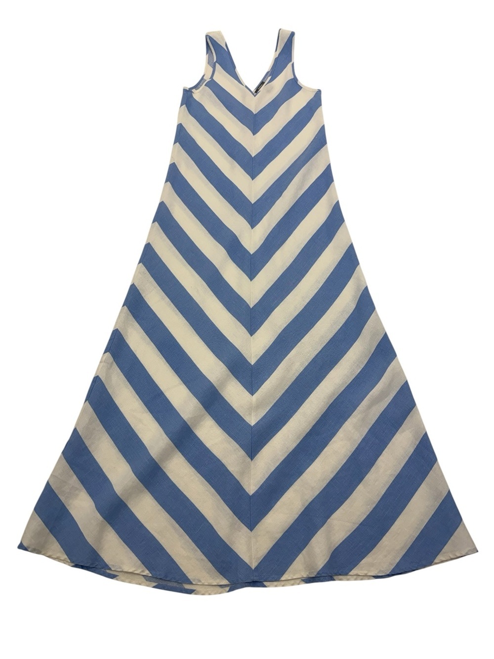 Neiman Marcus 100% Linen Striped Maxi Dress Small Blue/White - Picture 5 of 16